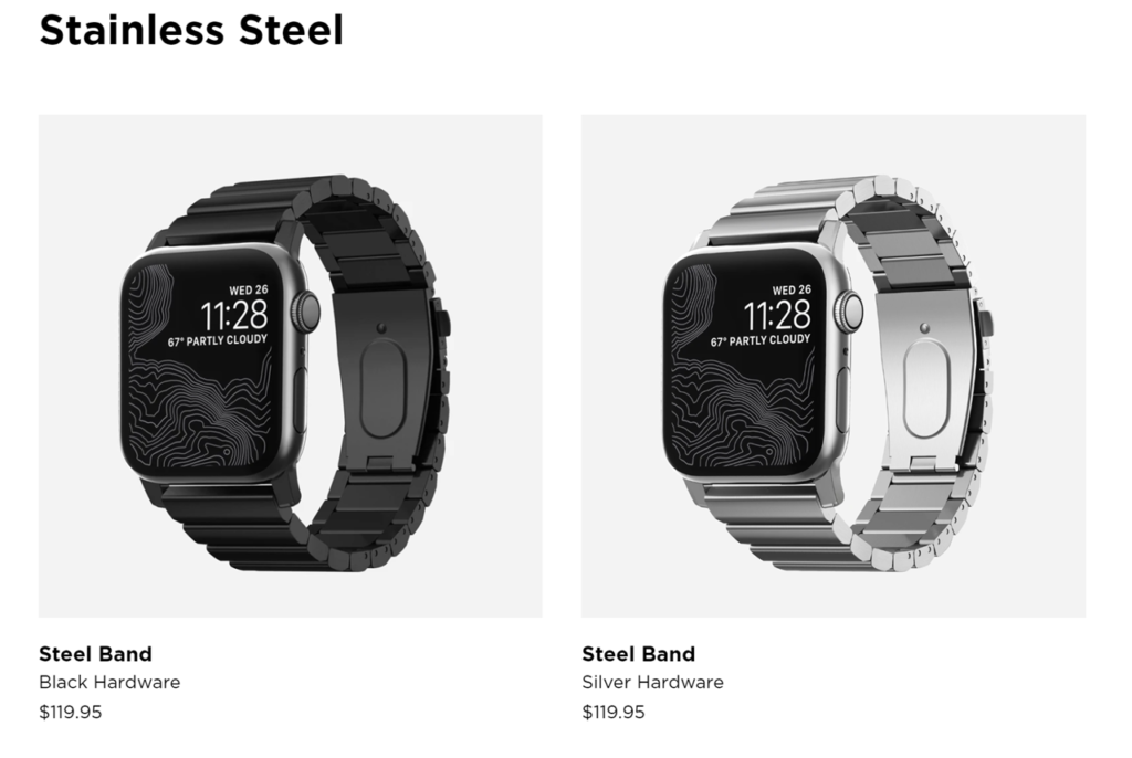 NOMAD Apple Watch Stainless Steel Band商品ページ