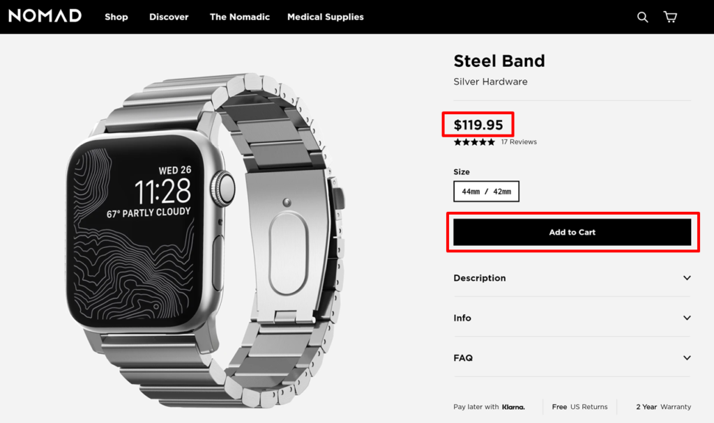 NOMAD Apple Watch Stainless Steel Band 商品をカートに入れる