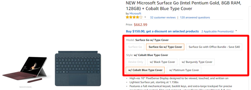 Amazon USAでSurface Goとカバーのセットが売っていた